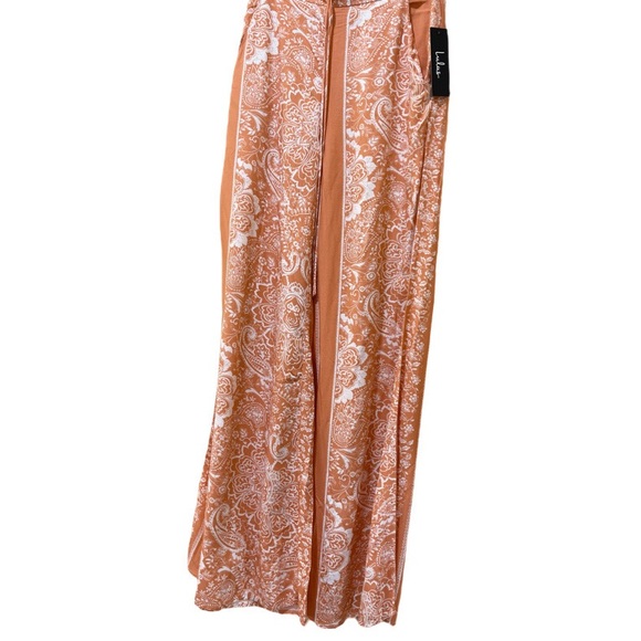 Lulu’s Nora Orange and White print Wide Leg Pants w pockets Size XS 🔥 Comfy - Picture 5 of 8